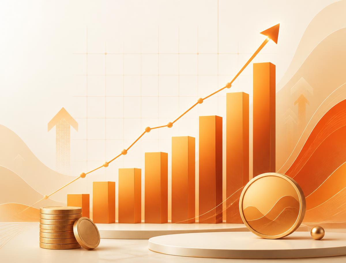 Rising bar chart and upward trend line representing business revenue growth